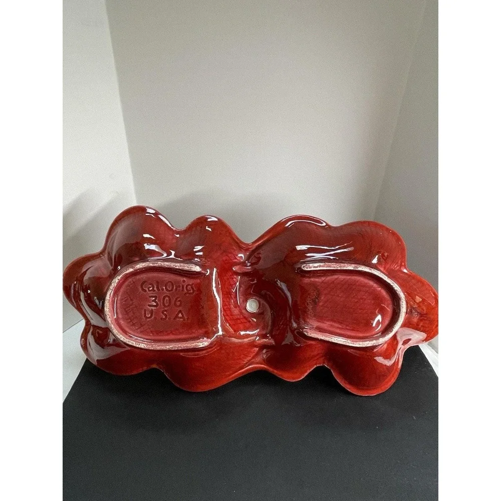 Vintage‎ 1960s California Pottery Orange Tones 306 Candy Dish Relish Tidbit Tray